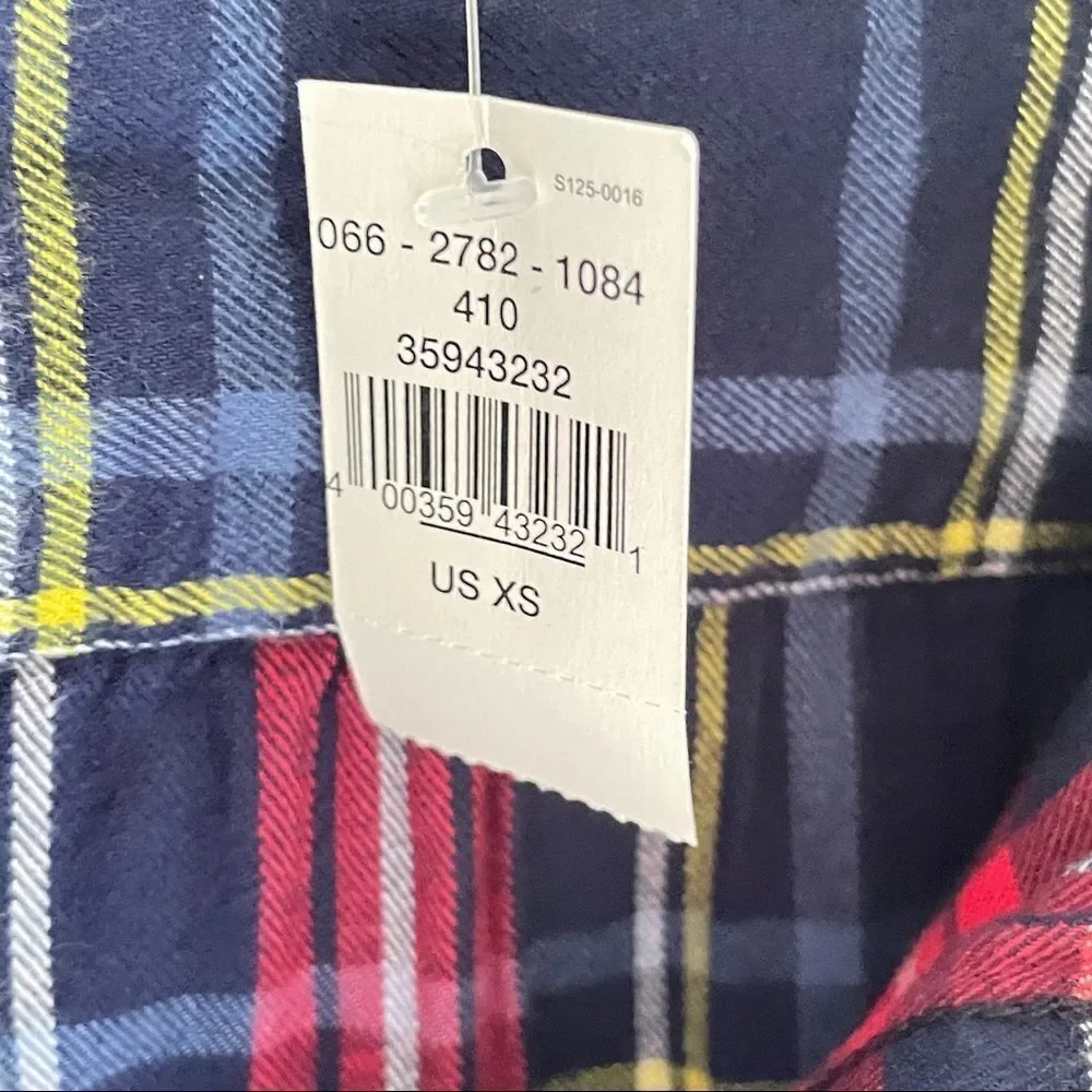 Aerie Flannel Plaid Button Down Pajama Shirt New With Tags Size XS